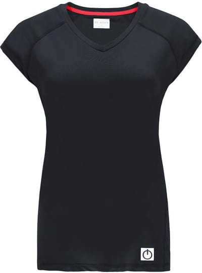 Re-Born Sport Shirt V Nek Kap Mouw - Sporttop - Fitness - Tennis - Yoga - Sneldrogend - Dames - Zwart - Maat S