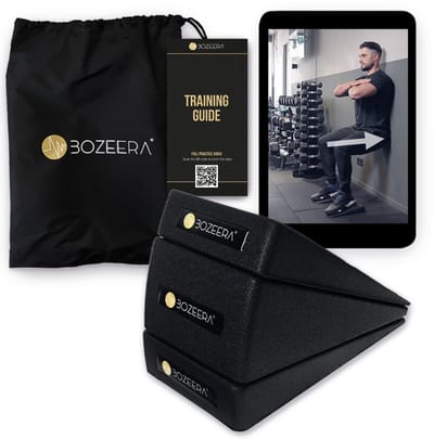 BOZEERA Squat Block Set (3 Stuks) - Slant Board - Squat Wedge - Stretch Board - Incline Board - Balance Board - Kuit Stretcher Set - Incl. Video Poster & Tas