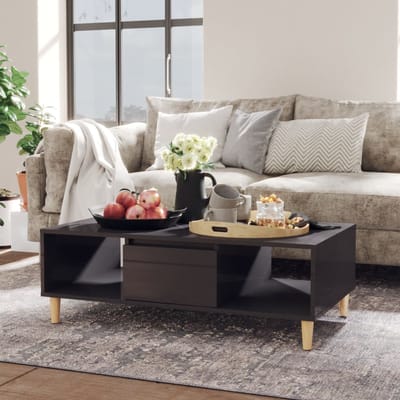 vidaXL - Salontafel - 103,5x60x35 - cm - bewerkt - hout - hoogglans - grijs