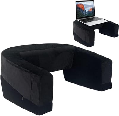 Laptop Kussen - Werkkussen - Comfortabel Werken - Met Zijvak - 56 x 43 cm - Zwart