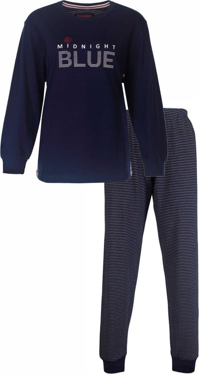 Irresistible Dames Pyjama - Lange Mouwen - Navy Blauw - Maat L