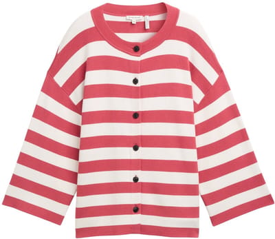Tom Tailor - Vest met streeppatroon - Maat XXL - red offwhite block stripe