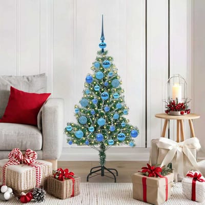 vidaXL - Kunstkerstboom - Sneeuw - Gevlokt - met - LED - Licht - Groen - en - Wit - 120 - cm