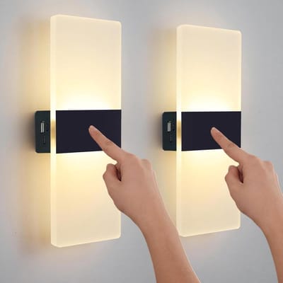 Oplaadbare Batterij Binnen LED Wandverlichting Touch Control - Wandlamp 3 Helderheid Draadloze Bedlampjes Draagbare Magnetische Bevestiging - Warm Licht 3000K