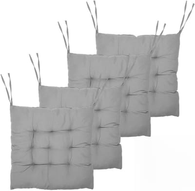 Comfortabele 40cm Stoelkussens voor Binnen en Buiten, Perfect voor Eetkamer, Tuin en Woonkamer, Inclusief Bindbandjes (Grijs)