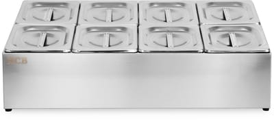 HCB® - Professionele Horeca Bakhouder - 8 x 1/6 GN - RVS / INOX - Incl. gastronorm bakken - Gastronormbak - 40.5x66.5x20 cm (DxBxH) - 4 kg - 8492