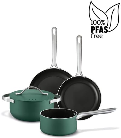 Beka Mobi 4-delige Pannenset - Kookpot 20cm, Steelpan 16cm & 2 Pannen 24cm en 28cm- PFAS-vrij - Gerecycleerd - Geschikt voor inductie