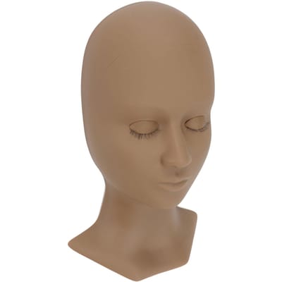 Tête de Mannequin d'Entraînement pour Extensions de Cils Silicone Souple Paupières Amovibles Tête d'Entraînement Réaliste Café(11.02 X 6.1 X brown