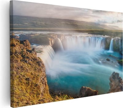 Artaza Canvas Schilderij IJsland - 30x20 cm - Klein - Wanddecoratie Waterval - Muurdecoratie Woonkamer - Kamer Accessoires Landschap