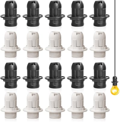 By shayne - Vintage Lamphouder E14 - Gloeilamphouder - Hoogwaardige kwaliteit - Zwart en Wit - Retro schroefadapter - Perfect voor sfeervolle verlich.