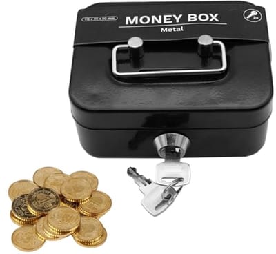 Dailygoods - Lockable Cash Box met Sleutel - Compacte Geldcassette voor Veilig Bewaren van Contanten