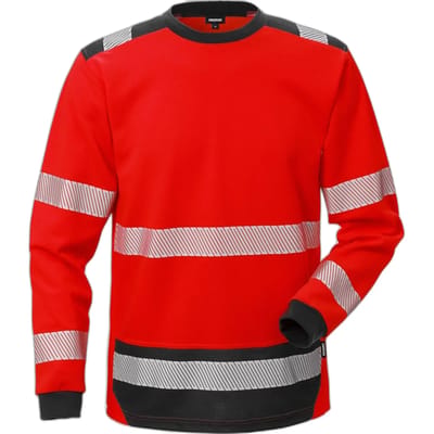 Fristads Hi Vis T-Shirt Lange Mouwen Klasse 3 7724 Thv - Hi-Vis rood/zwart - XS