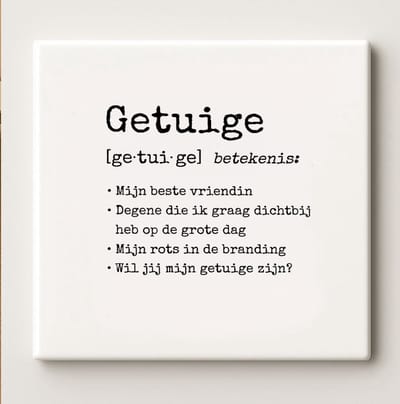 Getuige Tegel – 11x11cm Keramisch Cadeau “Wil Jij Mijn Getuige Zijn?” – Betekenisvol Vriendschap & Huwelijksvoorstel Aandenken