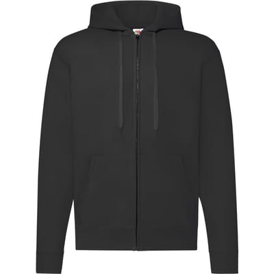 Fruit of the Loom Klassieke herenhoodie met rits (Zwart)