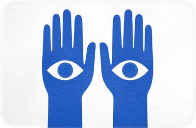 Badmat 60x40 cm - Antislip - Handen - Twee - Ogen - Blauw - Badmatten voor badkamer - Badkamermat - Douchemat - Badkamer mat
