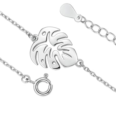 Zilveren monstera blad armband – tropisch jungle geïnspireerde armband – echt zilver
