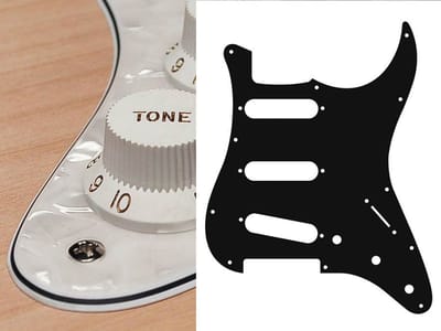 Boston ST-413-PW pickguard, Stallion, standard, SSS, 3 pot holes, 3-5 switch, 4 ply, pearl white