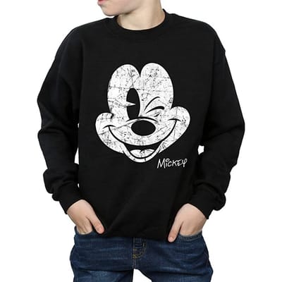 Disney Jongens Mickey Mouse Gezicht Katoenen Sweatshirt (Zwart)