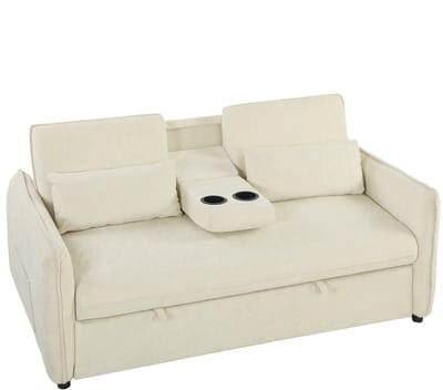 Slaapbank - Uitklapbaar - Slaapstoel - Logeerbed - Zetelbed - Slaapfauteuil - Vouwbed - 2 persoons - Zeer comfortabel - Beige / Zwart