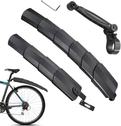Fiets Spatborden - Modderscherm Uitschuifbaar - Fietsen Beschermen - Telescopisch Ontwerp - Voor- en Achterzijde - Zwart