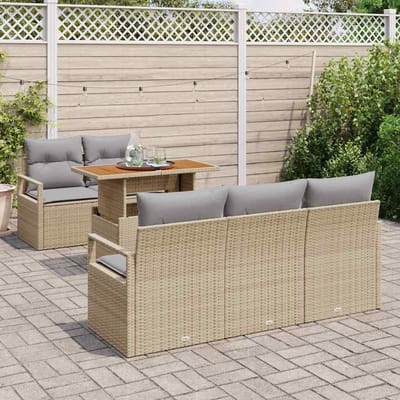 vidaXL - Tuinbank - Set - 6 - st - 5-Aantal - zitplaatsen - beige - en - lichtgrijs