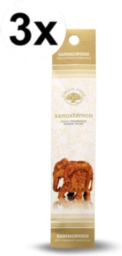 3 pakjes - Green Tree Wierook - Wierook Sandalwood - Wierookstokjes Sandalwood - Sandalwood - Sandelwood - 12 Centimeter – Totaal 15 Stokjes - Wierooksticks - Incense sticks