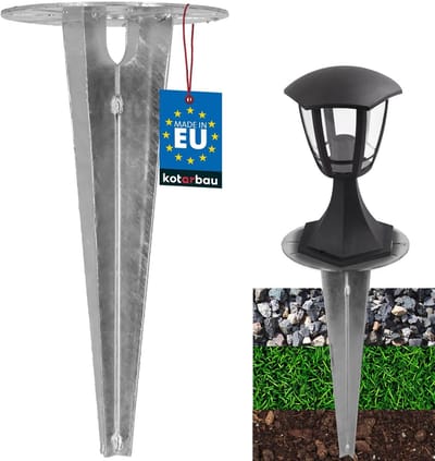 Grondpen Verlichting - Inslagmof Tuinlamp - Stabiel Plaatsen - Verzinkt Staal - 15cm Diameter - Zilverkleurig