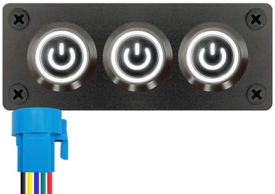 ProRide Metalen drukschakelaar 220V ON-OFF - Inbouwpaneel drievoudig - 22mm - IP67 - LED indicatie Wit