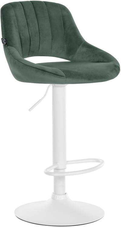 CLP Milet Barkruk - Met rugleuning - Verstelbaar - Velvet - Fluweel - wit/groen