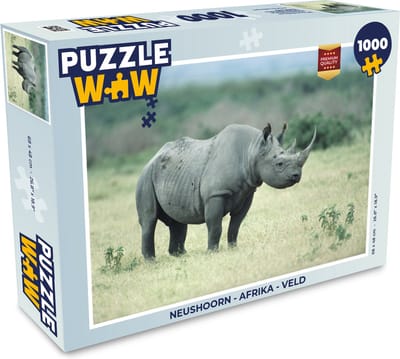 Puzzel Neushoorn - Afrika - Veld - Legpuzzel - Puzzel 1000 stukjes volwassenen