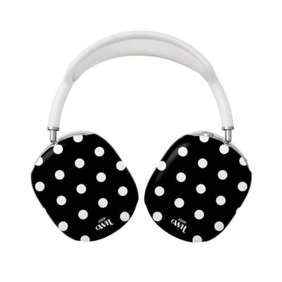 xoxo Wildhearts hoesje geschikt voor AirPods Max (2) - Polka Dots (Zwart) - Ook als telefoonhoesje verkrijgbaar - schokbestendige case - koptelefoonhoesje - Beschermhoes met stippenpatroon - Zwart met witte stippen
