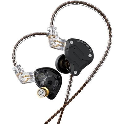 KZ ZS10 Pro 3.5mm filaire écouteurs intra-auriculaires 1DD + 4BA hybride HiFi musique écouteur sport casque 2pin No Mic noir