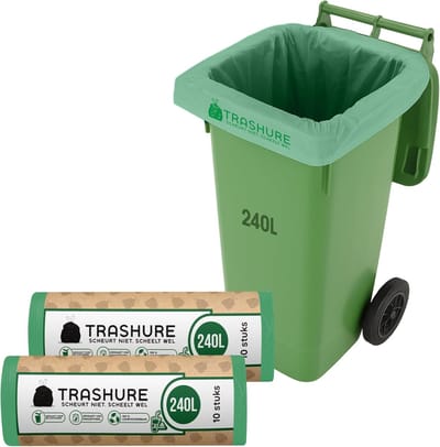 Container Vuilniszakken - Afvalzakken GFT - Afvalcontainer Bekleden - Composteerbaar Materiaal - 240 Liter - Wit
