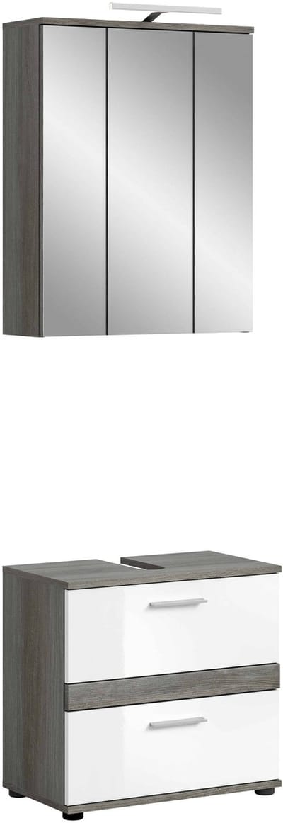 Blake badkamercombinatie wit hoogglans MDF TZ rookzilver NB - 34x60x191cm