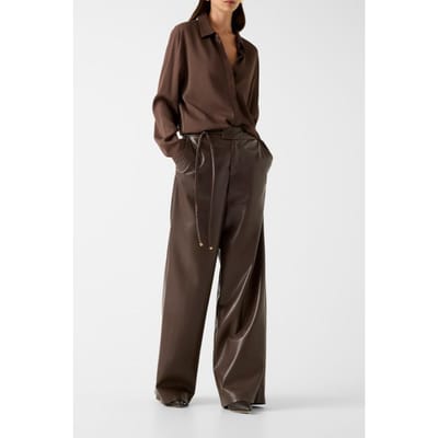 GUESS Gladys Wide Leg Pant Chocolate Brownie Taglia: 36/L30 | Pantaloni di pelle Outlet | Donna | Marrone