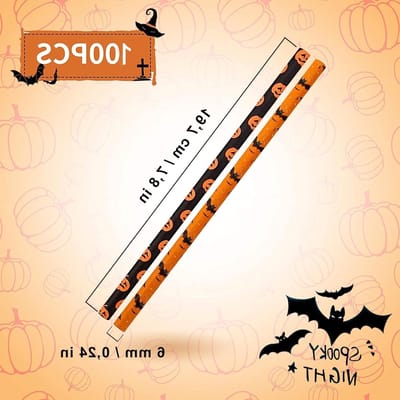 Kleurrijke Papieren Rietjes, 100 Stuks voor Halloween Feestjes, Voedselveilig, Perfect voor Thuis, Bar en Buitenactiviteiten