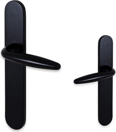Sofia deurklink - op schild - mat zwart - complete set