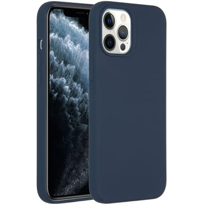 Accezz Hoesje - Geschikt voor Apple iPhone 12 Pro Max - Liquid Silicone Backcover - Donkerblauw
