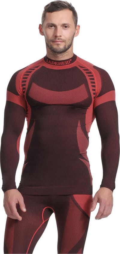 Ladeheid Thermoshirt - Thermo ondergoed - Heren - Thermokleding - Longsleeve - LA-SS-Thermo-Shirt-Men - Zwart/Rood - XL