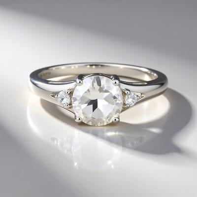 Cavill - 925 Sterling Zilver Ring met 0,91 ct Braziliaanse Petaliet en Cambodjaanse Zirkonen - Elegante Ronde Edelsteen - Maat 18 & 20