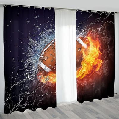 Moderne Voetbal Voetbal Hal Dunne Raamgordijnen Voor Jongens Kinderen Kinderkamer Woonkamer Badkamer Ramen Keukendeur Huis W50H130(CM)x2&Hook white