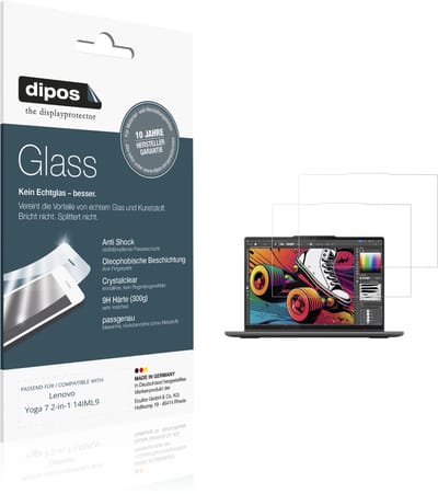 dipos – 2x Pantserfolie geschikt voor Lenovo Yoga 7 2-in-1 14IML9 | 9H Screenprotector