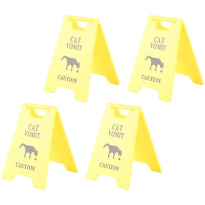 Lot de 4 panneaux « Vomissement de chat » en ABS résistant à l'eau, imprimés en 3D, pour une décoration humoristique destinée aux amoureux des chats. beige