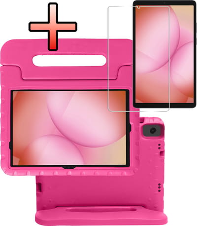 Hoes - Geschikt voor Samsung Galaxy Tab A11 Plus - Met Screenprotector - Kinderhoes Shockproof Bumper - Kidsproof Case - Tablet Hoesje - Kinder Cover - Roze