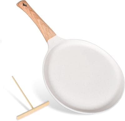 Famanu - Pannenkoekenpan 24 cm met afneembare handgreep antiaanbak inclusief deegdispenser inductie en oven