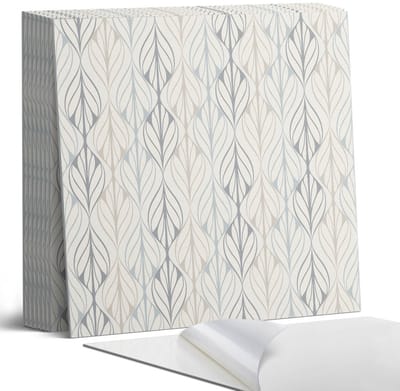 Coloray Plaktegels - Diamantbladpatroon Portugese Tegels - 30 cm x 30 cm - Beige Plaktegels - 9 stuks - Vierkant PVC Tegels - Plaktegels Keuken - Zelfklevende Vloertegels - Vinyltegels Vloer Zelfklevend - Zelfklevende Tegels