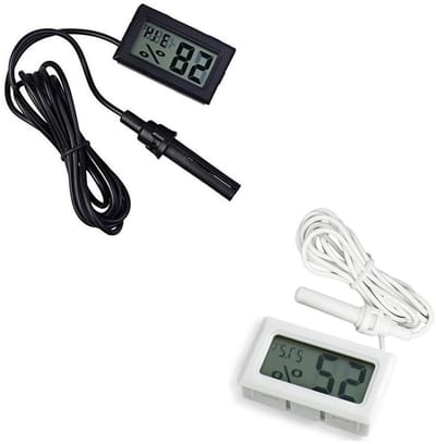 Digitale Hygrometer - Vochtigheidsmeter Temperatuurmeter - Klimaat Bewaken - Met Externe Sonde - 100 cm Kabel - Zwart Wit