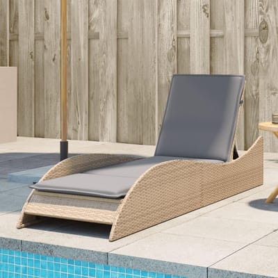 Tuin Lounger - Ligstoel - Ontspannen Buiten - Verstelbare Rugleuning - 60 x 205 cm - Beige
