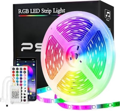 15M LED Strip, PSTAR Bluetooth RGB LED Strip Verlichting App Controle Flexibele Smart Led Strip, RGB Kleurverandering Muziek Timing Led Strip Licht, ideaal voor woondecoratie, sfeerverlichting