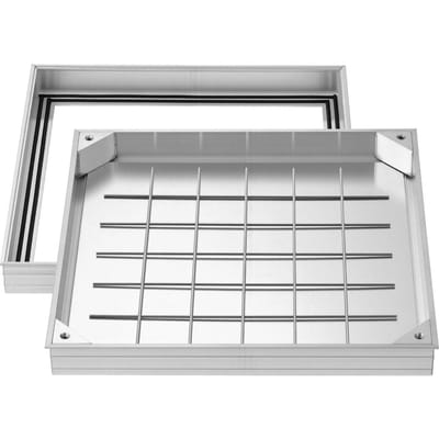 Bouchon de regard avec cadre, 500 x 500 mm Bouchons d'accès invisibles encastrés pour fosse septique, Canal d'évacuation encastré en alliage d'aluminium Couvercle d'inspection pour